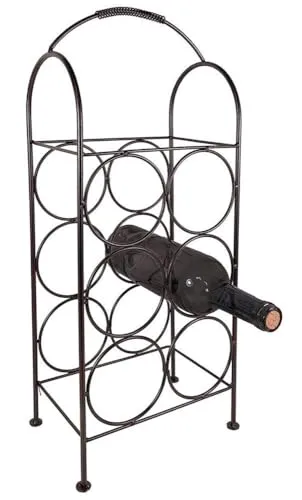 zeitzone Weinregal für 6 Flaschen Tisch Flaschenregal Stehend Metall Antik-Stil Braun