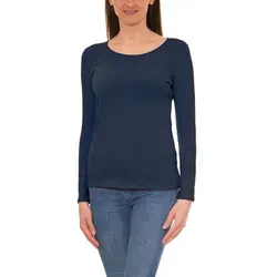 Alkato Longshirt Alkato Damen Langarm Shirt mit O-Ausschnitt blau S