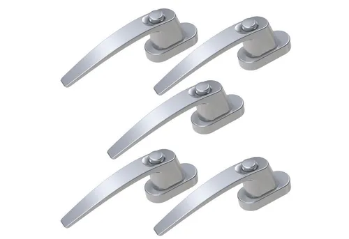 BASI Fenstergriff Fenstergriff mit Druckknopfsicherung, 5x Fenstergriff - Alu Silber, (Packung, 5-tlg), Aluminium, 2-schrauben Montage, Farbe Silber, 5 Stück