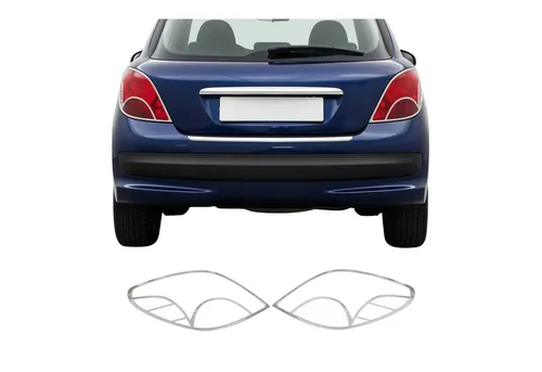OMAC Zierleisten-Aufkleber Rücklicht Leisten für Peugeot 207 2006-2009 Chrom ABS Silber 2tlg, (2tlg), Langlebig,Einfache Reinigung,Einfache Installation,Rostbeständig