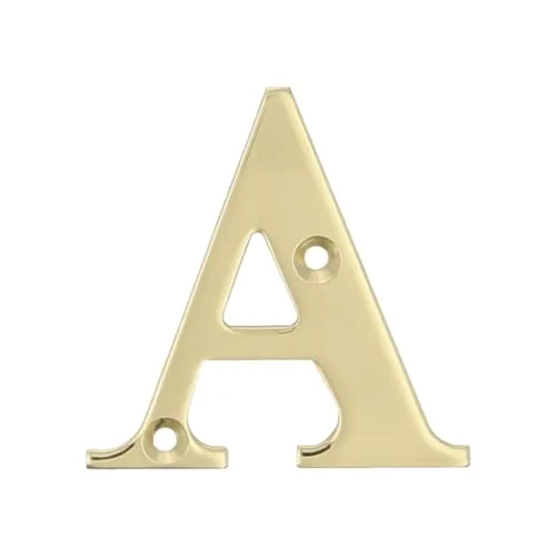 Amig Buchstabe A aus poliertem Messing zum Schrauben im Innen- und Außenbereich, 50 mm, geeignet für Türen, Wände oder Fassaden von Häusern, Gold-Finish