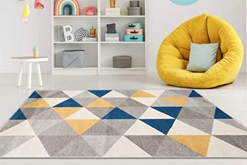 Carpeto Rugs Teppich Wohnzimmer Kurzflor Grau Modern Geometrisch - Teppich für Wohnzimmer, Jugendzimmer oder Kinderzimmer, ÖKO-TEX zertifiziert und allergikerfreundlich, ideal für Fußbodenheizungen und pflegeleicht.