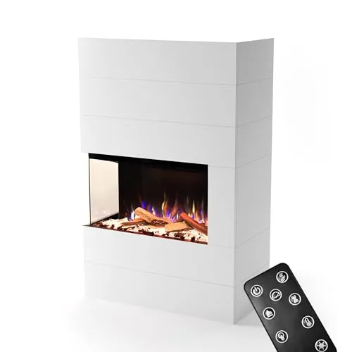 GLOW FIRE Kaminofen Portia - Realistisches 3D E-Motion LED-Feuer - Elektrischer Kaminofen mit innovativer 3D-Flammensimulation und Heizfunktion bis 1500 W. Flexibel gestaltbares Lichtambiente und energiesparend ohne Schornstein.