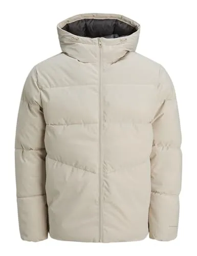 Jack & Jones Global Steppjacke Beige L - Funktionsjacke mit Kapuze und Kordelzug, hergestellt aus 100% Polyester für optimalen Komfort und Wärme. Ideal für aktive Männer, die Stil und Funktionalität schätzen.