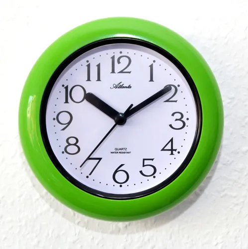 Wasserdichte Badezimmeruhr Wanduhr Tischuhr GRÜN Quarz Analog - ATLANTA 454/6