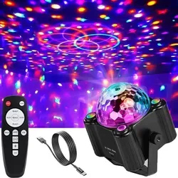 Discokugel DJ Partylicht LED mit Fernbedienung - Licht & Bühne: Musikgesteuerte RGB-Discokugel mit 6 Farben und 2 UV-Lichtern für perfekte Synchronisation von Licht und Musik – ideal für unvergessliche Partystimmungen!