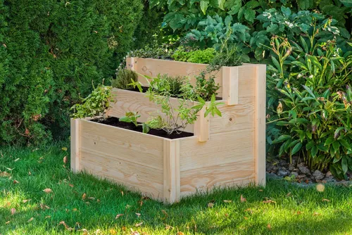 BM Massivholz Hochbeet Douglasie 106x73x76 cm - Hochbeet aus naturbelassener Douglasie, ideal für den Anbau von Pflanzen. Robuste Bauweise und einfache Selbstmontage.