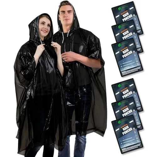 SWOGAA 6 Stück Regenponchos Damen Herren