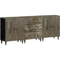 vidaXL 3-tlg. Sideboards Hellgrau aus Mango