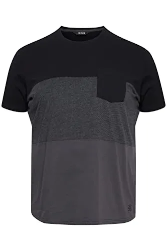 !Solid SDMingo BT Herren Big & Tall T-Shirt Kurzarm Shirt mit Streifen mit Rundhalsausschnitt, Größe:5XL, Farbe:Black (799000)