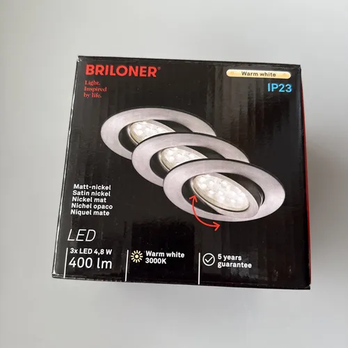Briloner LED Einbauleuchten matt-nickel 3xLED-Modul/5W - Deckenlampen & Kronleuchter, energieeffiziente LED-Technologie mit 3x5W, ideal für moderne Wohnräume und schafft eine angenehme Atmosphäre.