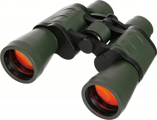 MFH Faltbares Fernglas 10x50 oliv mit Ruby Linse - Fernglas mit 10x Vergrößerung und gummiertem Gehäuse, ideal für Outdoor-Aktivitäten. Faltbar und kompakt für einfachen Transport.