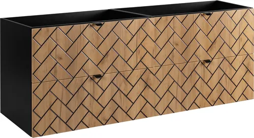 Badezimmerschrank, Eiche Craft mit schwarzer Griff, 160 x 57 x 46 cm