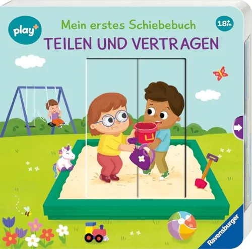 Ravensburger Play+ Mein erstes Schiebebuch: Teilen und vertragen, Buch ab 18 Monate