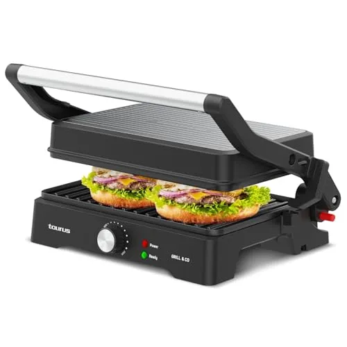 Taurus Elektrischer Kontaktgrill Grill&Co GR1500X – 1500W Kompaktgrill mit Antihaftplatten