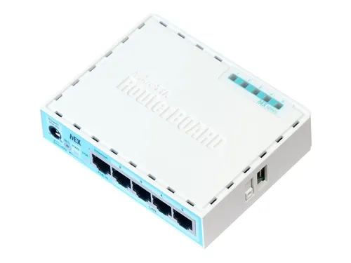 MikroTik hEX RB750Gr3 - Fünf-Port Gigabit Router - Router mit leistungsstarkem Dual-Core Prozessor, ideal für kabelgebundene Netzwerke. Unterstützt IPsec-Verschlüsselung und hat einen microSD-Kartenslot für erweiterte Speichermöglichkeiten.