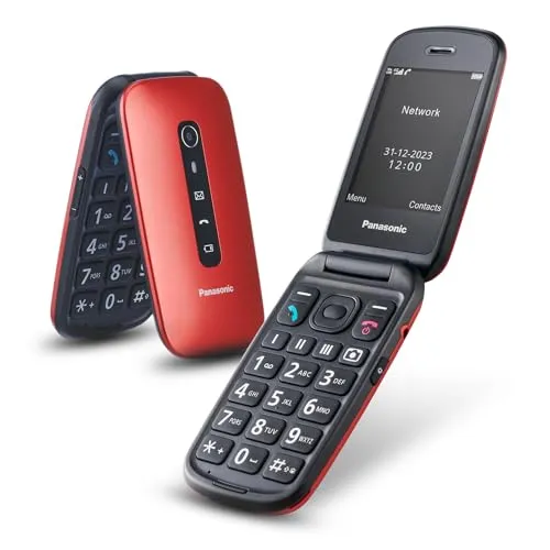 Panasonic KX-TU550 - 2,8 Zoll Einsteigertelefon in Rot, stoßfest und ideal für Senioren oder einfache Nutzung