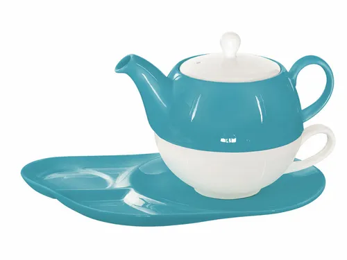 Buchensee Tea for one / Teeset Lena, Teekanne 500ml in türkis aus Porzellan