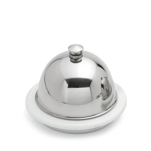 WEIS Butterglocke Schmalzglocke aus Edelstahl mit Porzellanschale