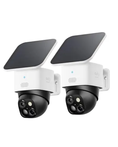 eufy Security SoloCam 2pack – Solar Überwachungskamera mit 360° Sicht - Erlebe klare 3K-Aufnahmen bis 15m mit der solarbetriebenen Kamera. Dank 360° Abdeckung und AI-Tracking bist du immer bestens informiert. Einfache Installation für dauerhafte Sicherheit.