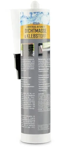 EVERFIX Bitumen Dichtmasse und Kleber (310ml Kartusche) zum Kleben Abdichten Reparatur vom Dach bis Keller