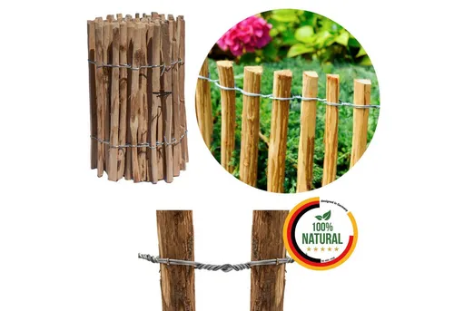 Floranica Zierzaun 2-St, 10 m aus Haselnussholz - Zaunelemente aus 100% biologisch abbaubarem Haselnussholz – ideal für naturverbundene Gärtner, robust und wetterfest, perfekt anpassbar an verschiedene Gartenformen.