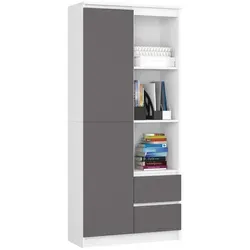 Raumhirsch Furniture Standregal in Weiß, 80x180x35 cm – Praktisches Möbelstück für Ihr Zuhause - Vielseitiges Standregal mit Fächern, Schubladen und durchgehender Tür für optimale Organisation. Ideal für Wohnzimmer, Büro oder Flur. Pflegeleichte Materialien sorgen für Langlebigkeit und einfache Handhabung.