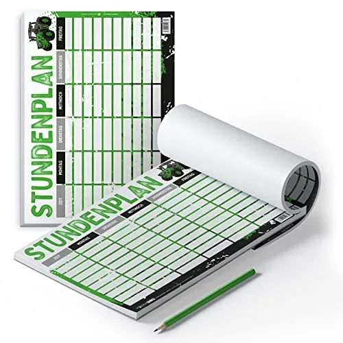 itenga Stundenplan DIN A4 als Block 25 Blatt Stundenplanblock Stundenpläne (Traktor)