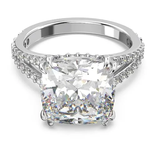 Swarovski Fingerring mit Kristall in Silber Größe 55 - Eleganter Ring aus rhodiniertem Metall mit funkelndem Swarovski-Kristall, ideal für besondere Anlässe oder als Geschenk.