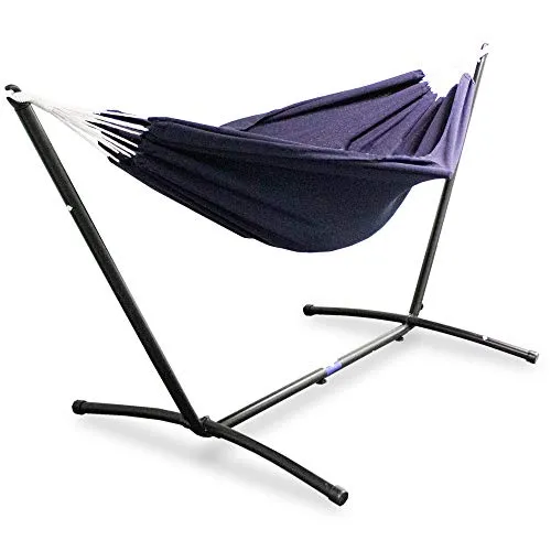 Hängematte Hamak Hammock mit Gestell - Blau von LACESTONE - Doppelhängematte mit stabilem Gestell, ideal für drinnen und draußen. Tragfähigkeit bis 120 kg, perfekt zum Entspannen zu zweit.