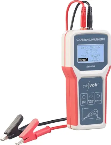 revolt Amperemeter: Digitales Solarpanel-Multimeter, bis 800 W, 60 V, 35 A, XL-LCD-Display (Solarpanel-Tester, MPPT-Tester, Solar Messgerät)