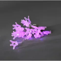 LED Dekolichterkette, gefrostete Kronen, 24 purpurfarbene Dioden, 24V Innentrafo, transparentes Kabel
