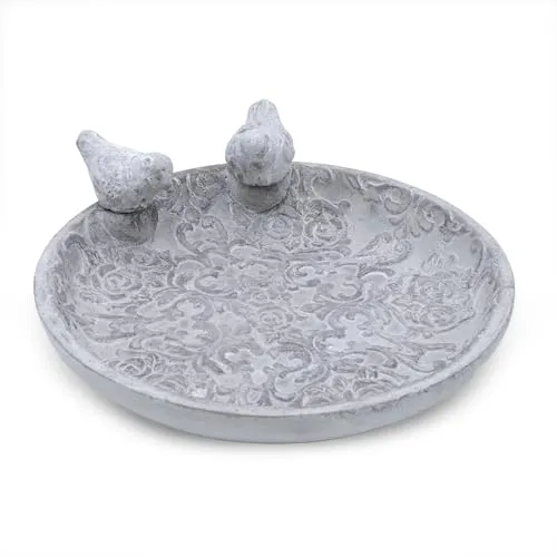 Spetebo Beton Vogeltränke in grau mit Ornamenten von Spetebo