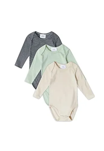Stellou Body Set für Babys in navy, mint und beige, unisex gestreift aus Bio-Baumwolle, langarm mit Schlupfausschnitt (Navy/ Mint/ Beige, 62/68)