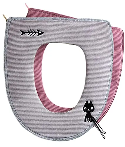 iEasey 2 STK Wärmer WC-Sitzbezug Universal Reißverschluß WC-Sitz-Pad WC-Sitz Kissen, Verdickte Toiletten Sitzbezug Waschbar WC-Sitzbezüge mit Aufhängeschlaufe Toiletten Sitz Abdeckung