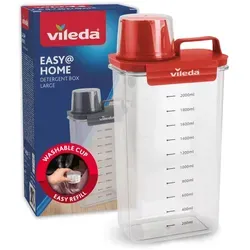 Vileda Aufbewahrungsbox Waschmittelbox 2300ml rot - Praktische Waschmittelbox in elegantem Rot, robust und mit Deckel sowie Messbecher ausgestattet. Ideal zur ordentlichen Aufbewahrung von Waschmitteln. Maße: 30 cm x 15 cm x 10 cm.