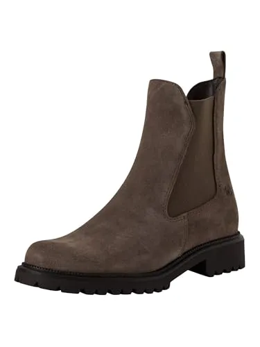 TAMARIS Chelseaboots für Damen, Gr. 38, grau (taupe) - Elegante Chelseaboots aus grauem Veloursleder mit elastischen Stretcheinsätzen. Ideal für Business-Events und kombiniert klassischen Stil mit wärmendem Komfort.