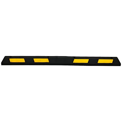 UvV-BASIC Radstop - Parkstopper Parkplatzbegrenzer, Radstopp mit gelben oder weiße Reflexstreifen, gummi, 90cm oder 180cm (180 cm, schwarz/gelb)