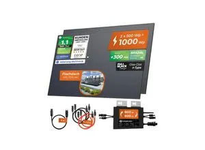 Solarway® 1000W Balkonkraftwerk - Komplettset mit 800W Wechselrichter - Solaranlagen mit 500W bifazialen Solarmodulen und Premium-Komponenten für maximale Energieeffizienz und einfache Installation.