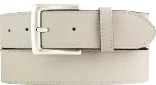 BELTINGER Weicher Herren-Gürtel aus Nappaleder mit Steppnaht 4 cm | Hochwertiger Ledergürtel aus weichem Leder 40mm Herren | Jeans-Gürtel 4cm | Beige 125cm