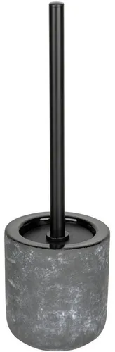 WENKO WC-Garnitur Mod. Sacile, grau/schwarz - Klobürsten in eleganter Betonoptik, freistehend und mit hochwertiger Keramik sowie Edelstahl für langlebige Sauberkeit im modernen Badezimmer.