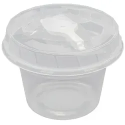 KVOTA Dessertschale Feinkostbecher 50St Becher und Löffel konischer Becher 225 ml, lebensmittelfreundlicher Kunststoff, (50x Becher mit Deckel, 3-tlg) weiß Ø 8.2 cm x 10 cm x 7 cm