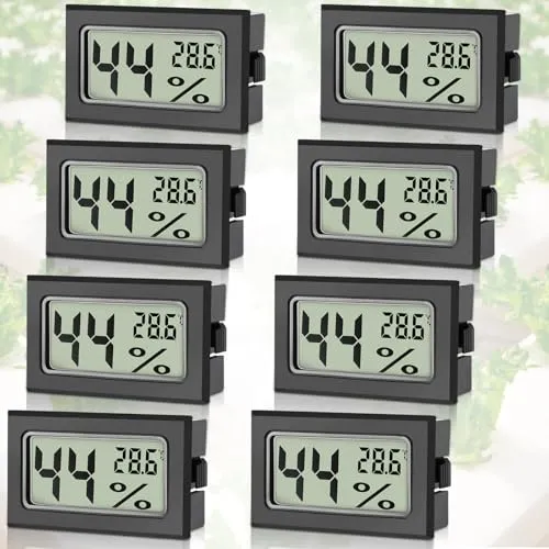 Sprifityy Mini Hygrometer Digital 8 Stück - Hygrometer für präzise Temperatur- und Luftfeuchtigkeitsmessung von -50°C bis +70°C, ideal für Innenräume. Kompakt und sofort einsatzbereit mit Batterien.