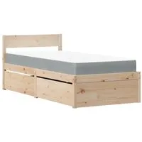 vidaXL Bett mit Schubladen und Matratze 90x190 aus Massivholz Kiefer - Praktisches Bett mit Stauraum, inklusive atmungsaktiver Taschenfederkernmatratze für optimalen Komfort und Unterstützung. Ideal für jedes Schlafzimmer.