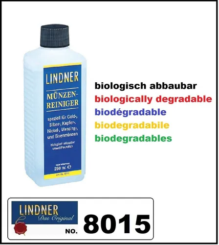 Universal-Münzreiniger-biologisch-abbaubar-Münzbad-250ml-LINDNER-8015