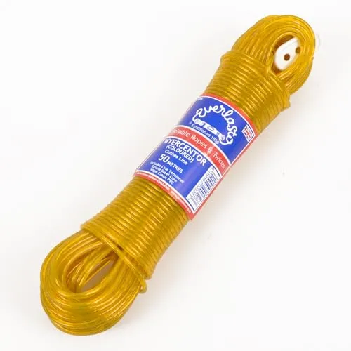 Everlasto Wyercentor Wäscheleine, Stahlkern, 3,5 mm dick, Gelb, 50 m