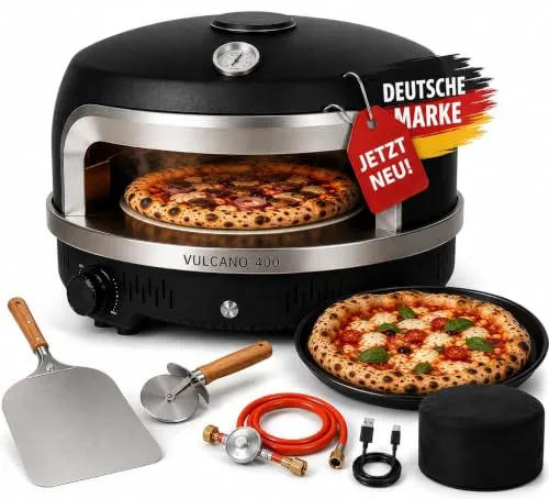 Gas Pizzaofen mit automatischem Drehteller – Outdoor Pizza Ofen bis 400 Grad