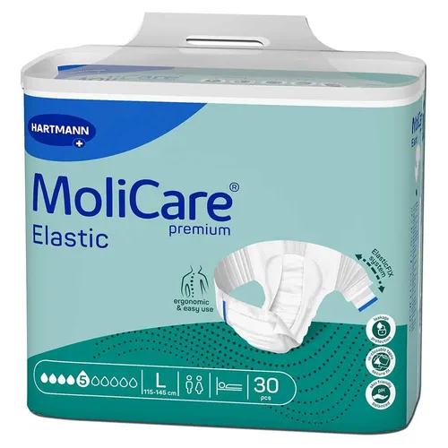 MoliCare Premium Elastic 5 Tropfen - Inkontinenzslips für höchsten Tragekomfort - Arzneimittel - Dermatologisch getestet, anatomisch geformter Saugkörper und Nässeindikator für optimale Anpassung und schnellen Wechsel.