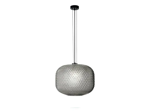 Luce Ambiente Design LED Pendelleuchte Ø 40 cm mit Dimmfunktion - Elegante Pendelleuchte aus grauem Reliefglas mit Wabenstruktur. Ideal für Ess- und Wohnbereiche. Inklusive dimmbarer LED-Birne für individuelle Lichtstimmung.