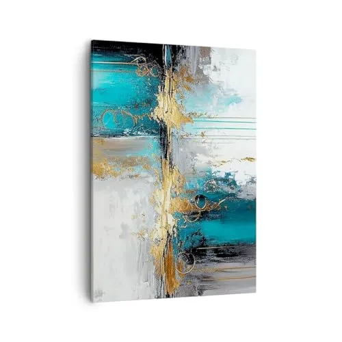 Bilder auf Leinwand Art Deco Stück Modern Leinwandbild mit Rahmen 50x70cm Wandbilder Dekoration Wohnzimmer Schlafzimmer Küche Deko Groß Wanddeko Bild Wand Kunstdruck Art Wall Decor Canvas PA50x70-5774